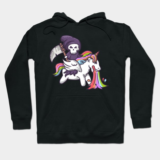 Rainbow's End - The Grim Reaper Rides a Dead Inside Unicorn Hoodie by Holymayo Tee